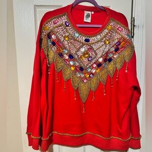 Queen of Sparkles Red Jeweled Sweatshirt